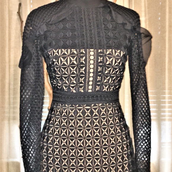 Self-Portrait Nude Lining Geometric Mini Dress - Picture 5 of 8